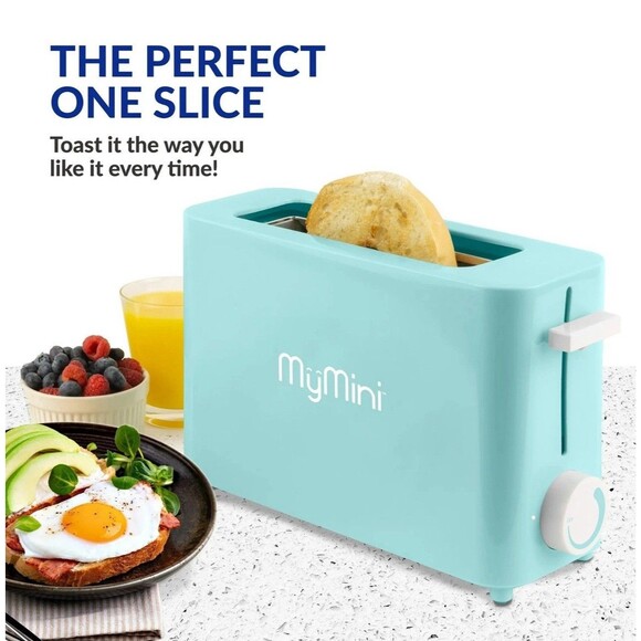 Nostalgia My Mini Wide Slot Single Slice Compact Toaster Dorm RV Hotel AQUA NIB - Picture 9 of 12